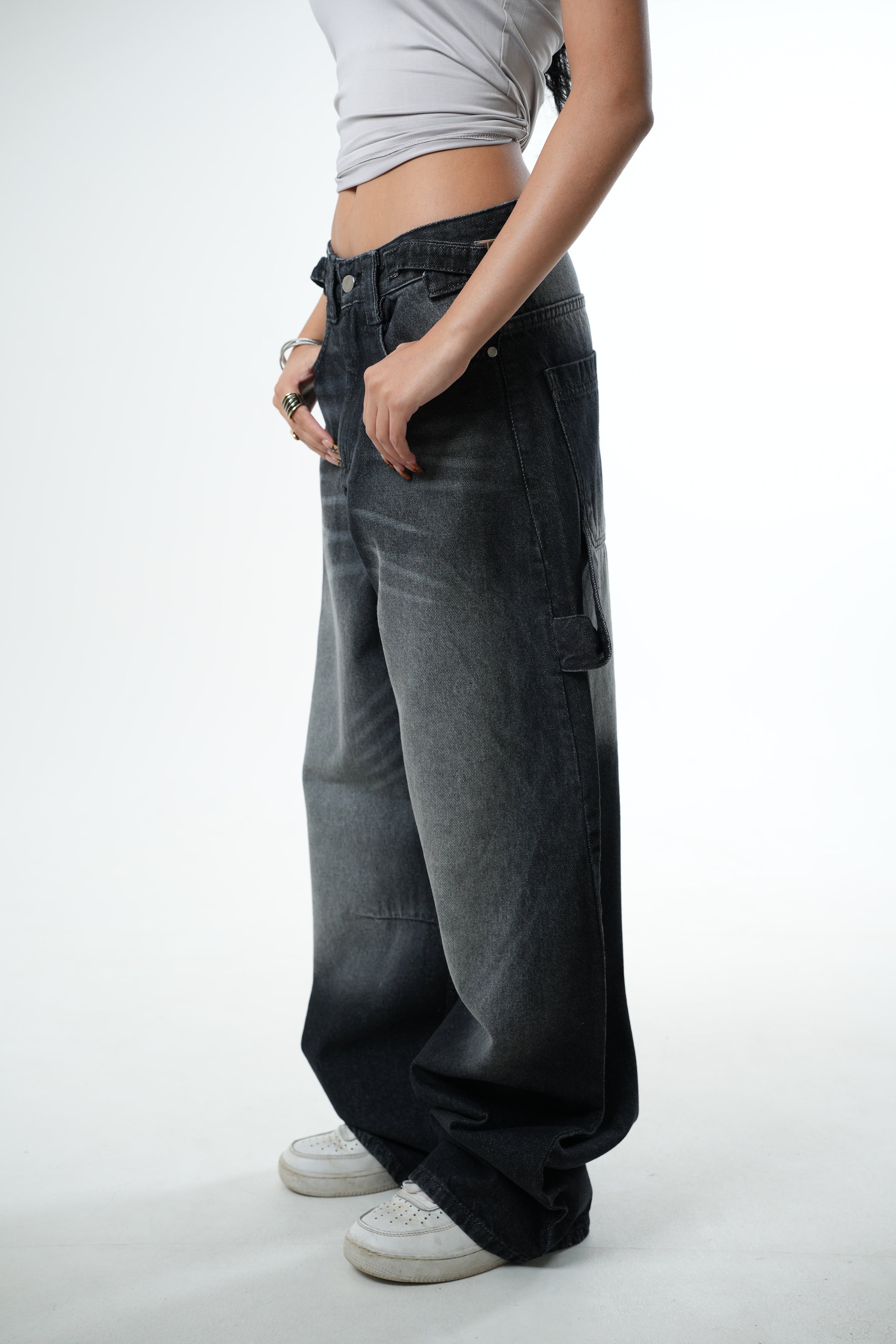 Black Washed Baggy Carpenter