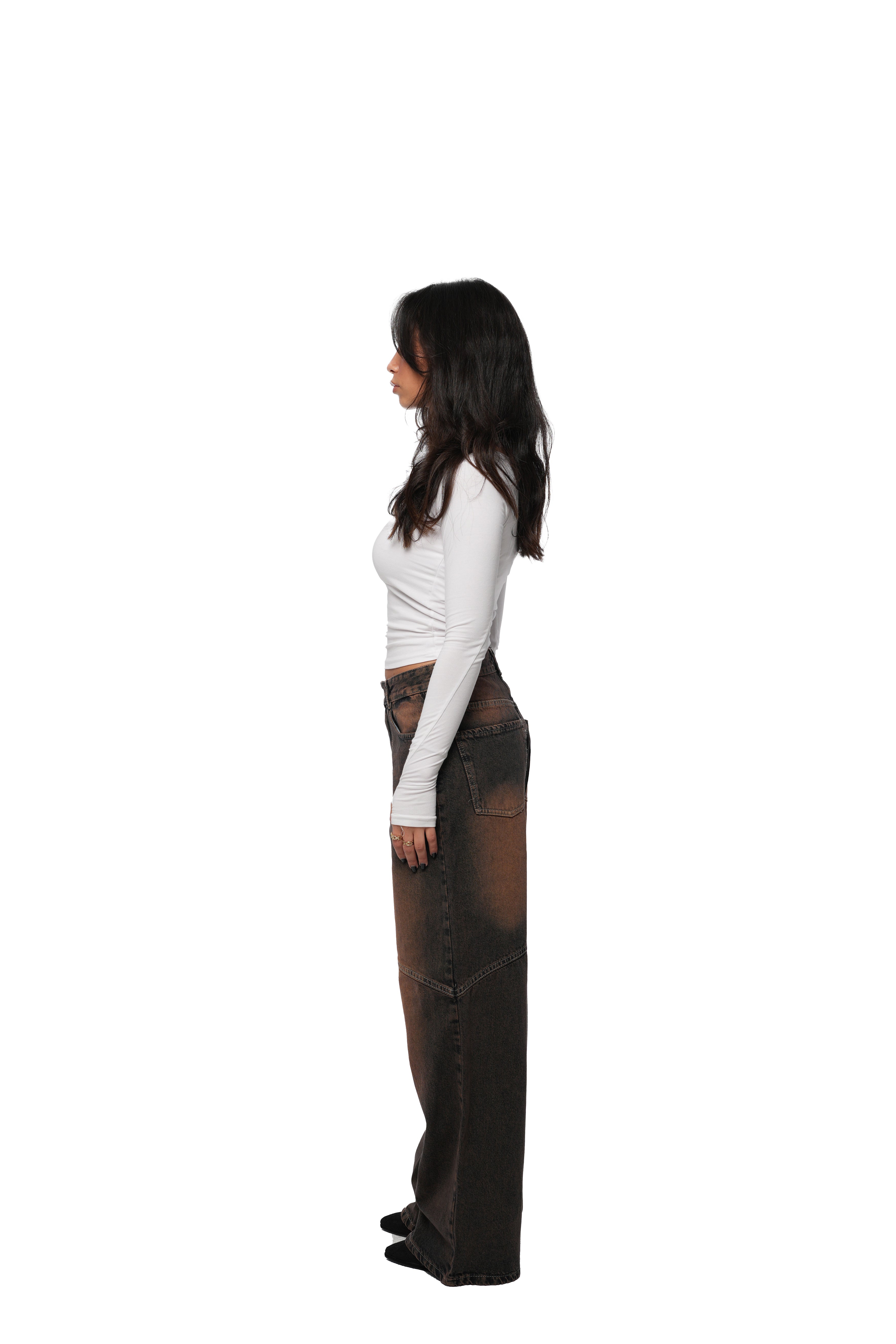 Dark Washed Brownish Dirty Denim