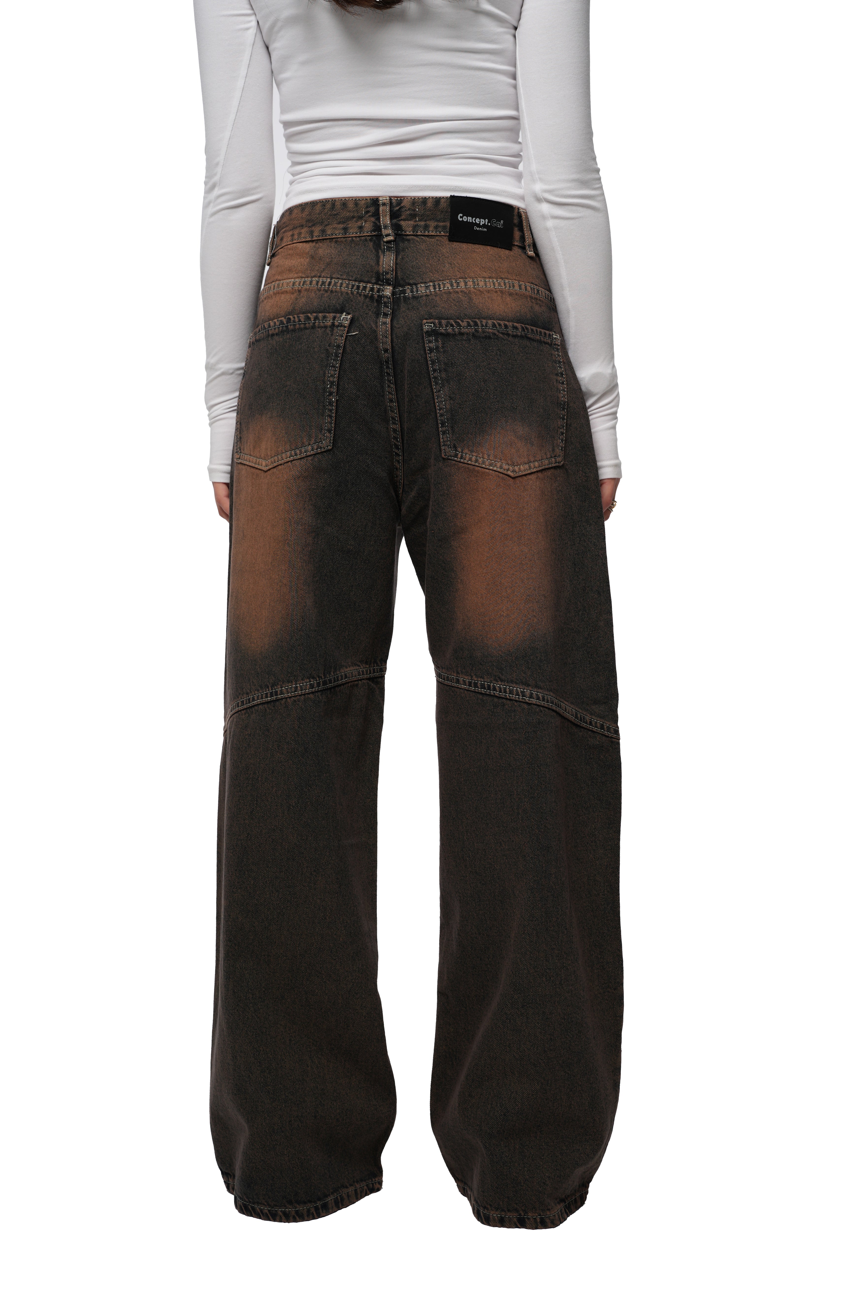 Dark Washed Brownish Dirty Denim