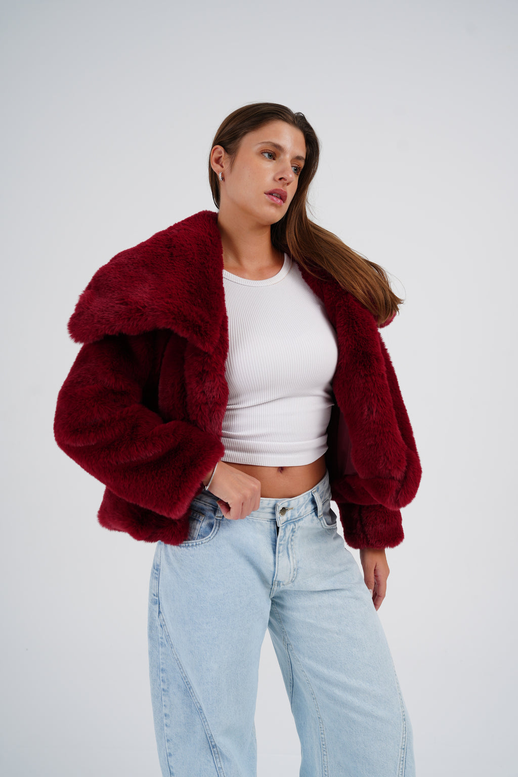 Burgundy Fur Jacket