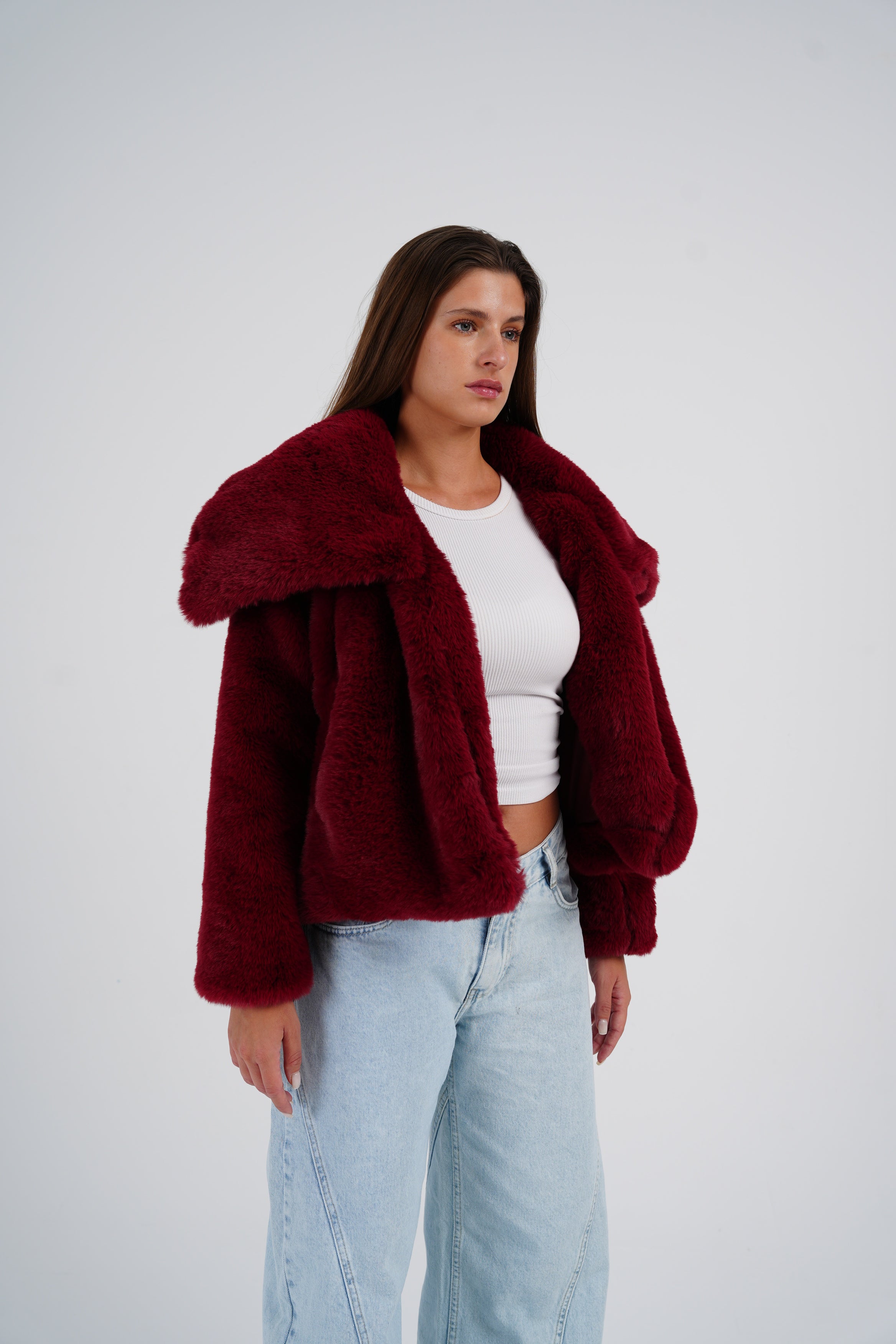 Burgundy Fur Jacket