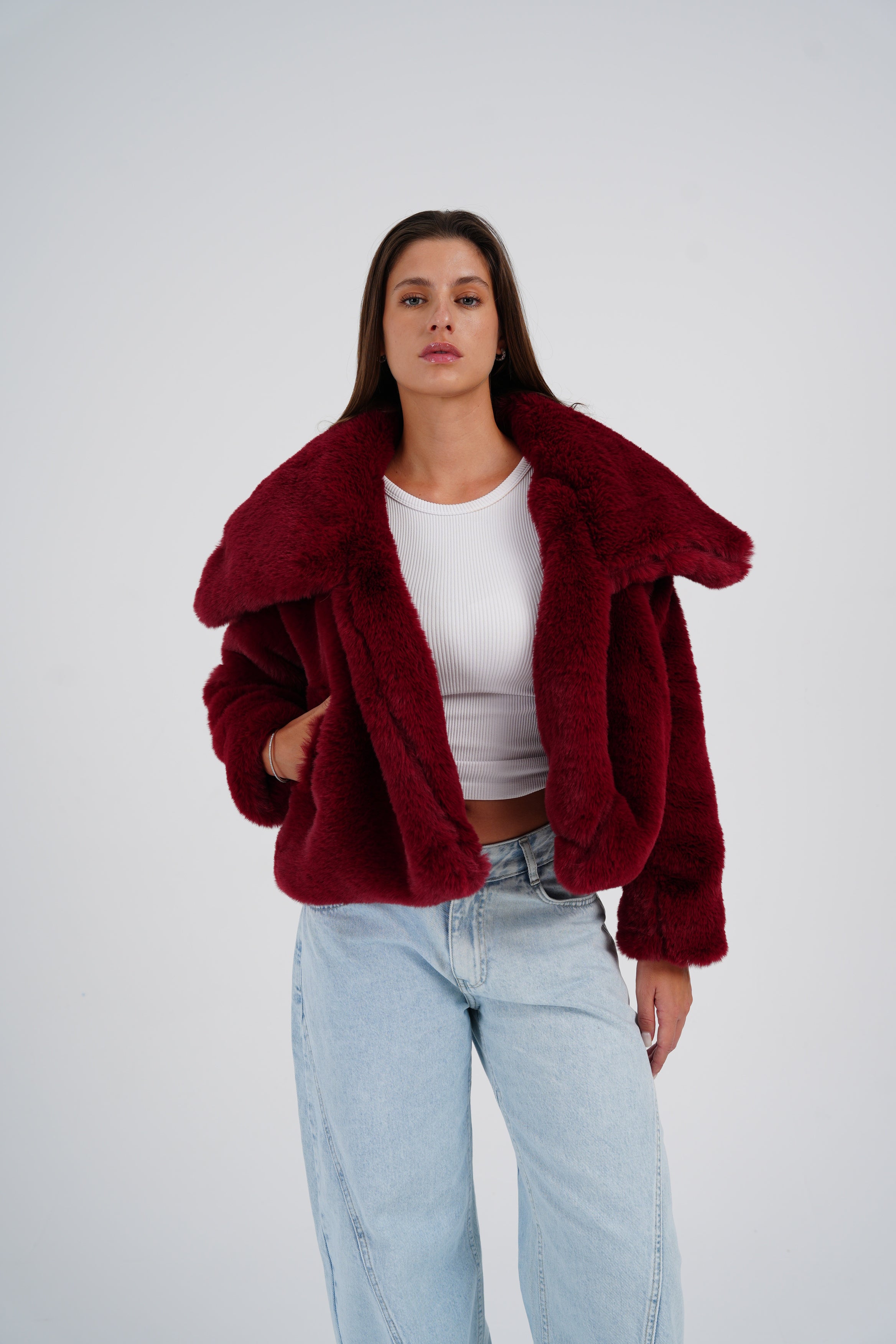 Burgundy Fur Jacket