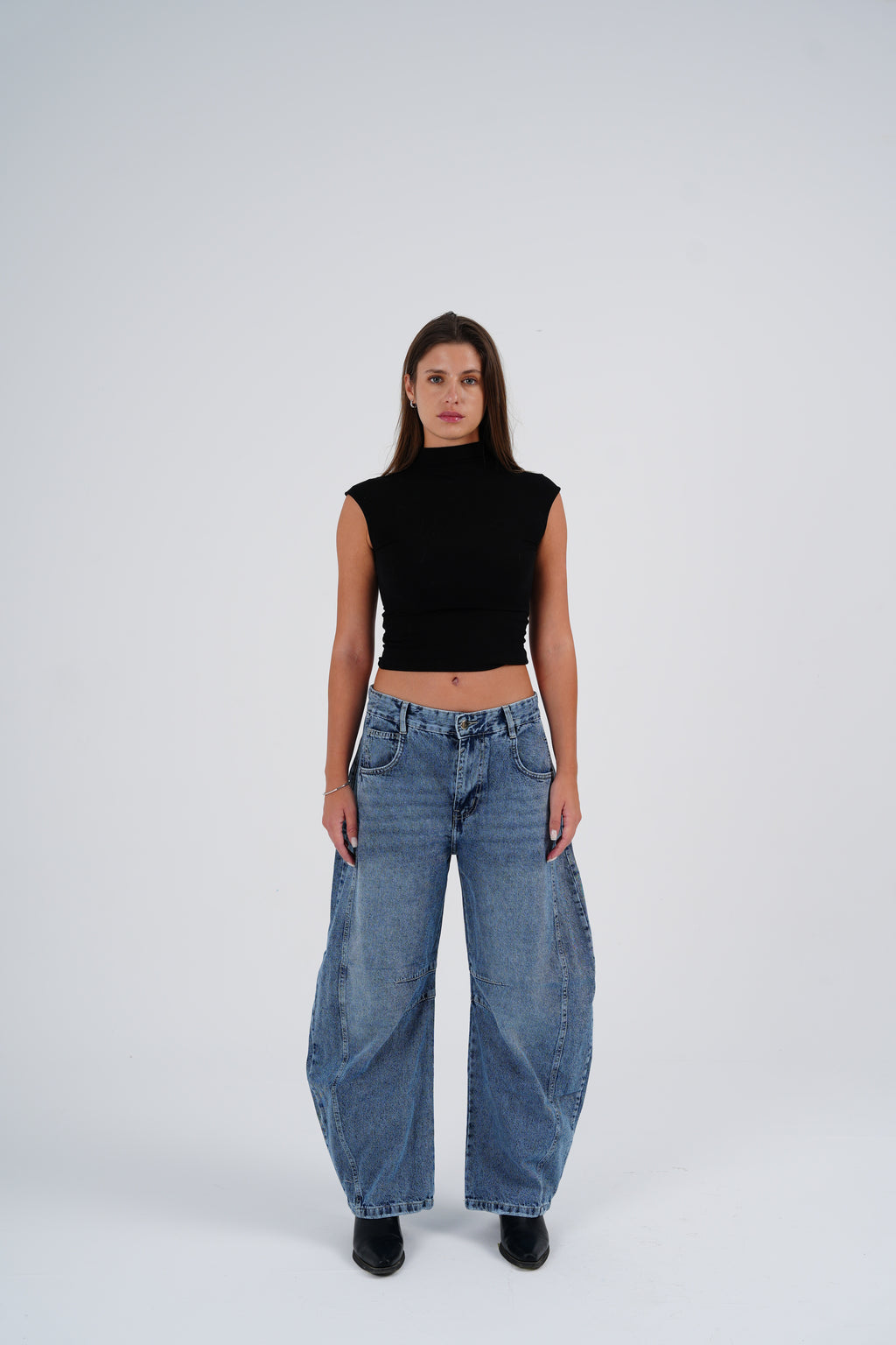 Vintage Blue Mid-Rise Barrel Denim