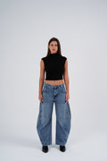 Vintage Blue Mid-Rise Barrel Denim