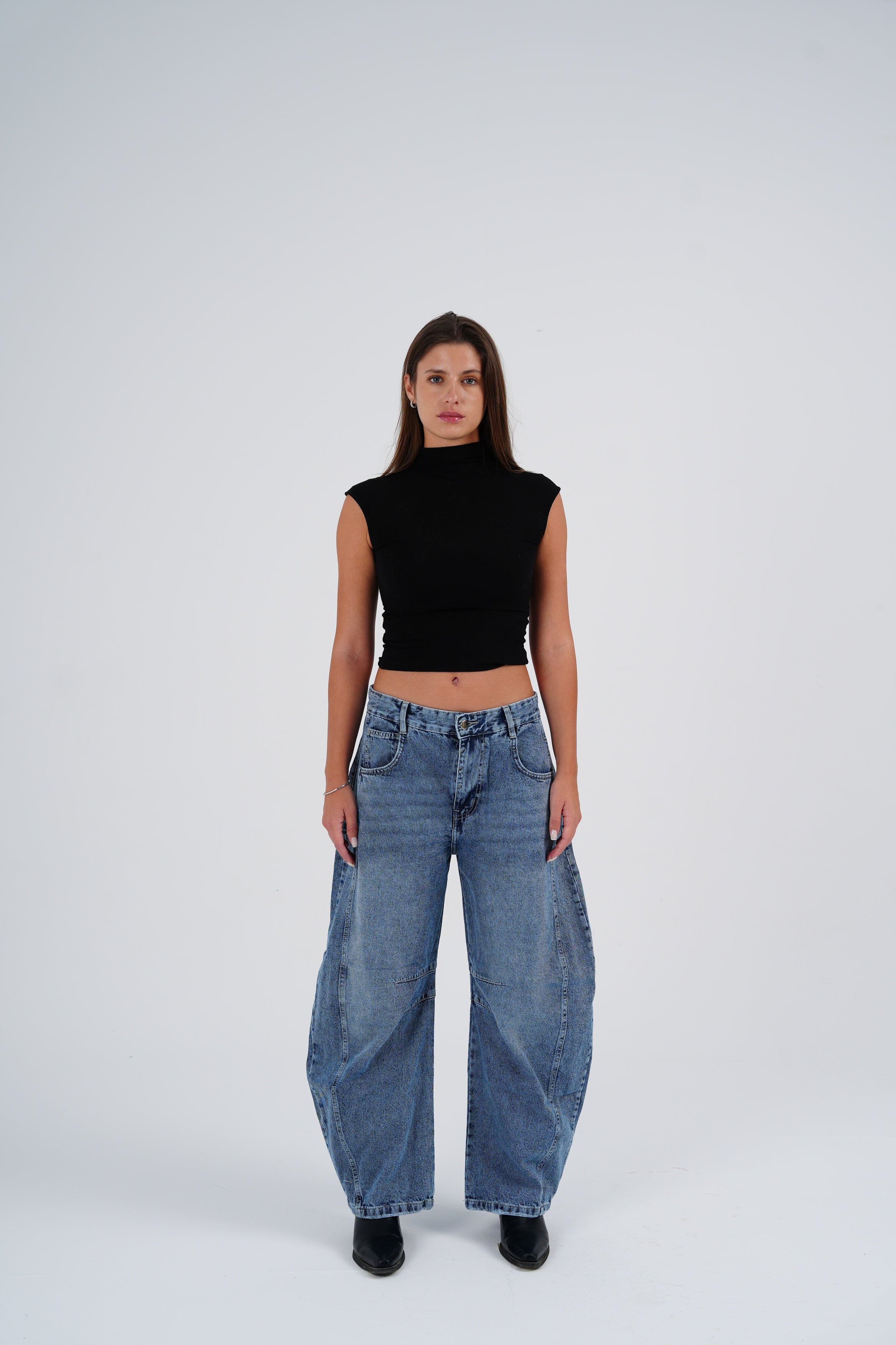 Vintage Blue Mid-Rise Barrel Denim