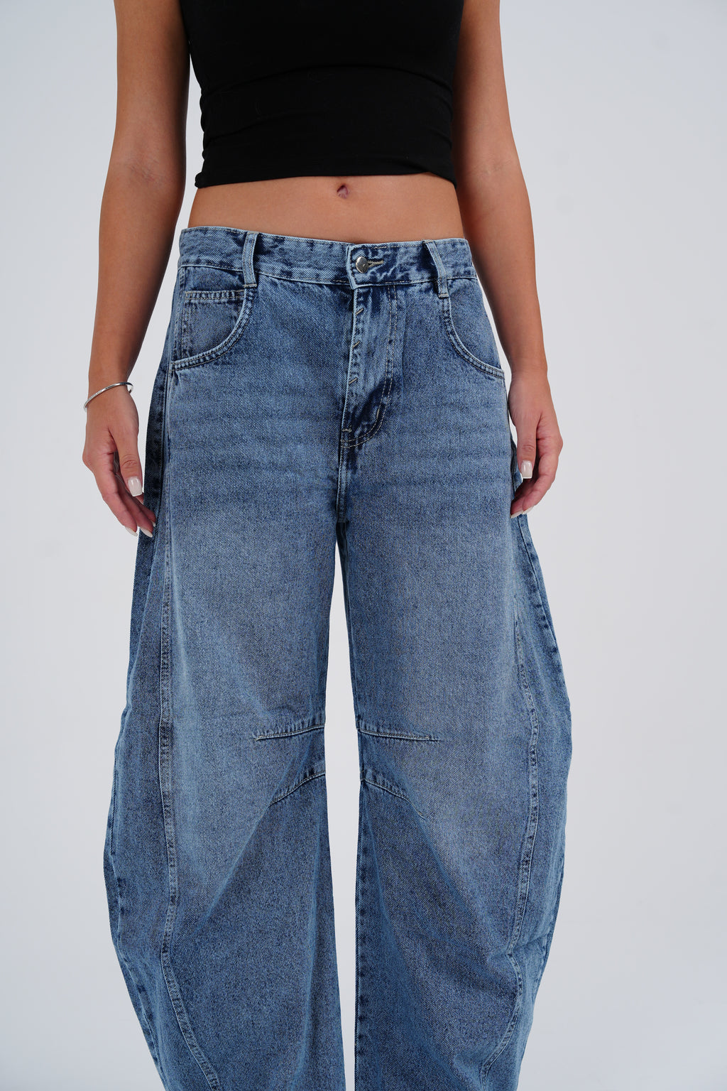 Vintage Blue Mid-Rise Barrel Denim