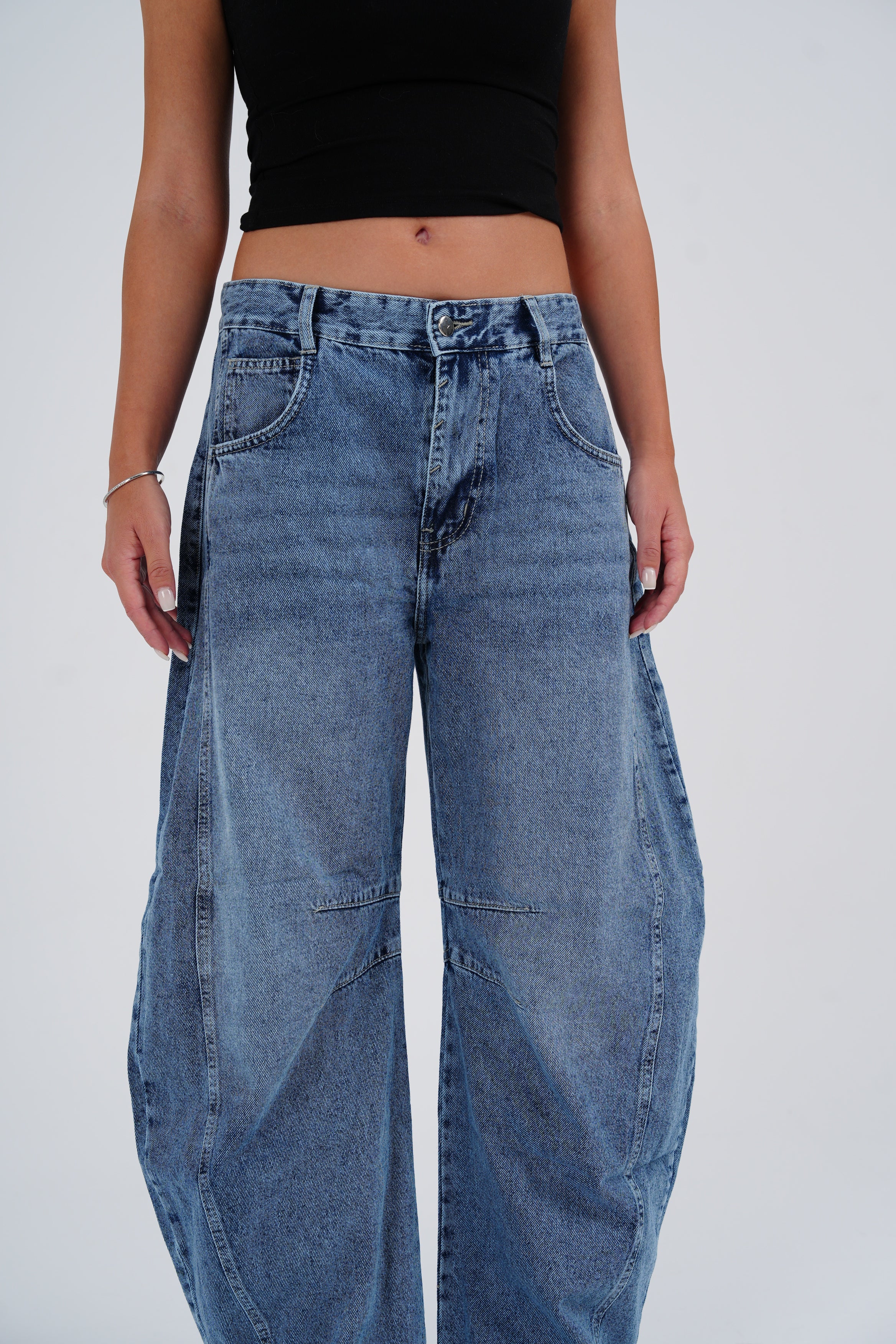 Vintage Blue Mid-Rise Barrel Denim