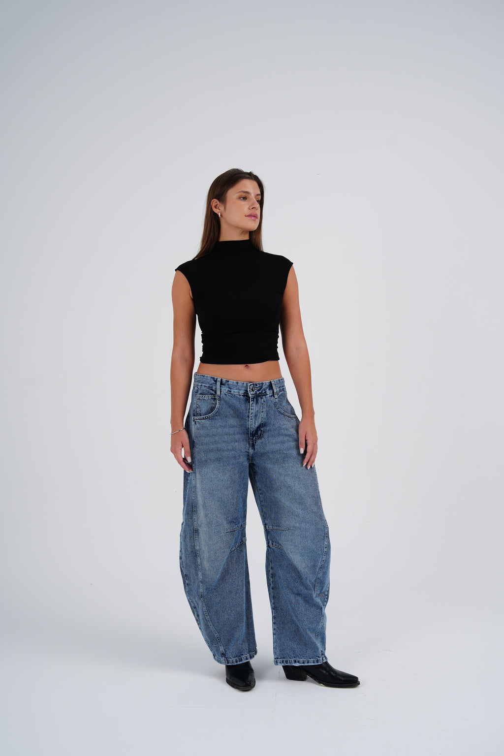 Vintage Blue Mid-Rise Barrel Denim