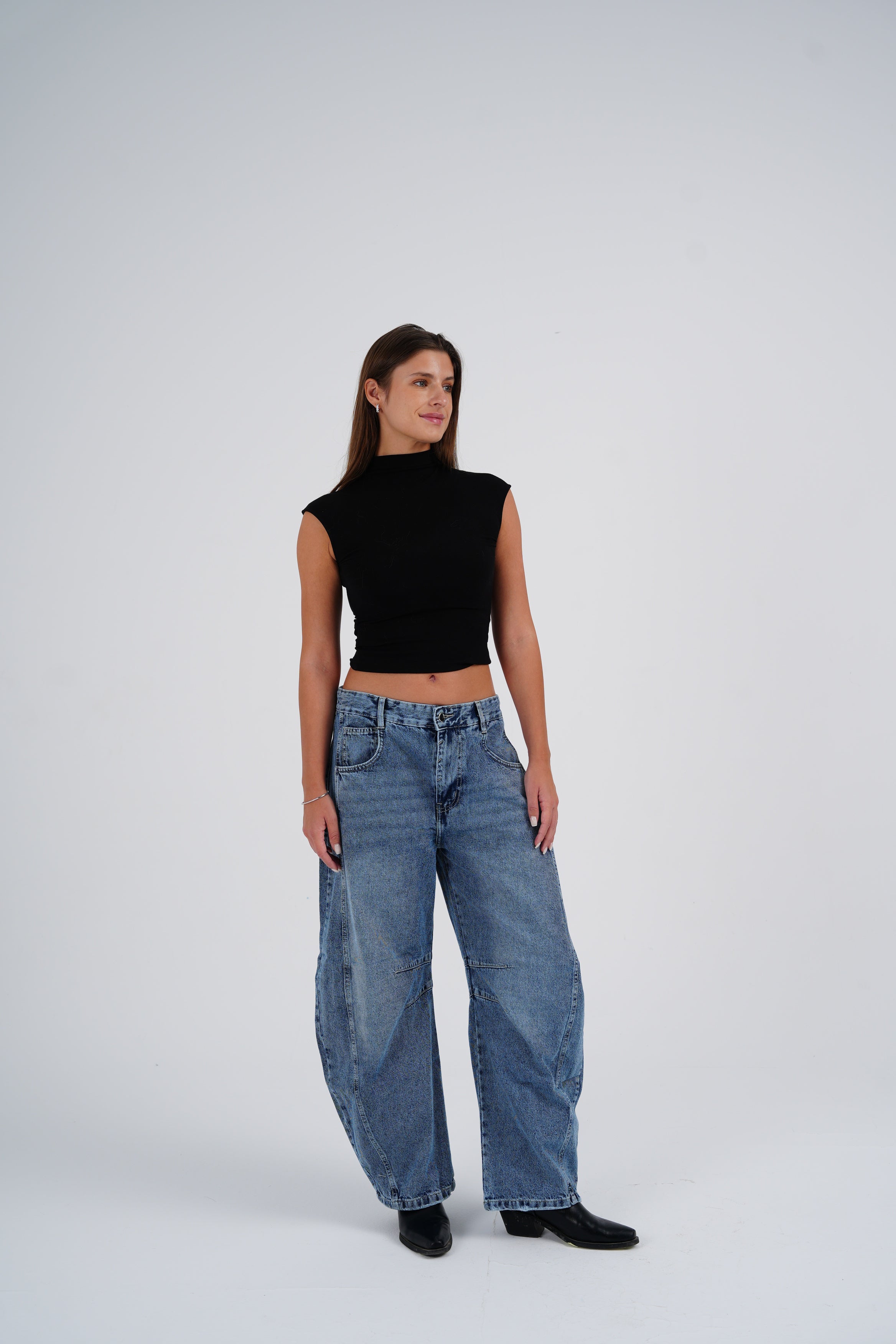 Vintage Blue Mid-Rise Barrel Denim