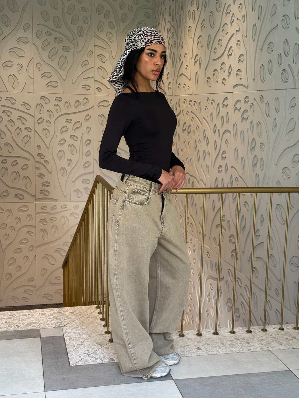 Extra Wide Leg Stone Beige Denim