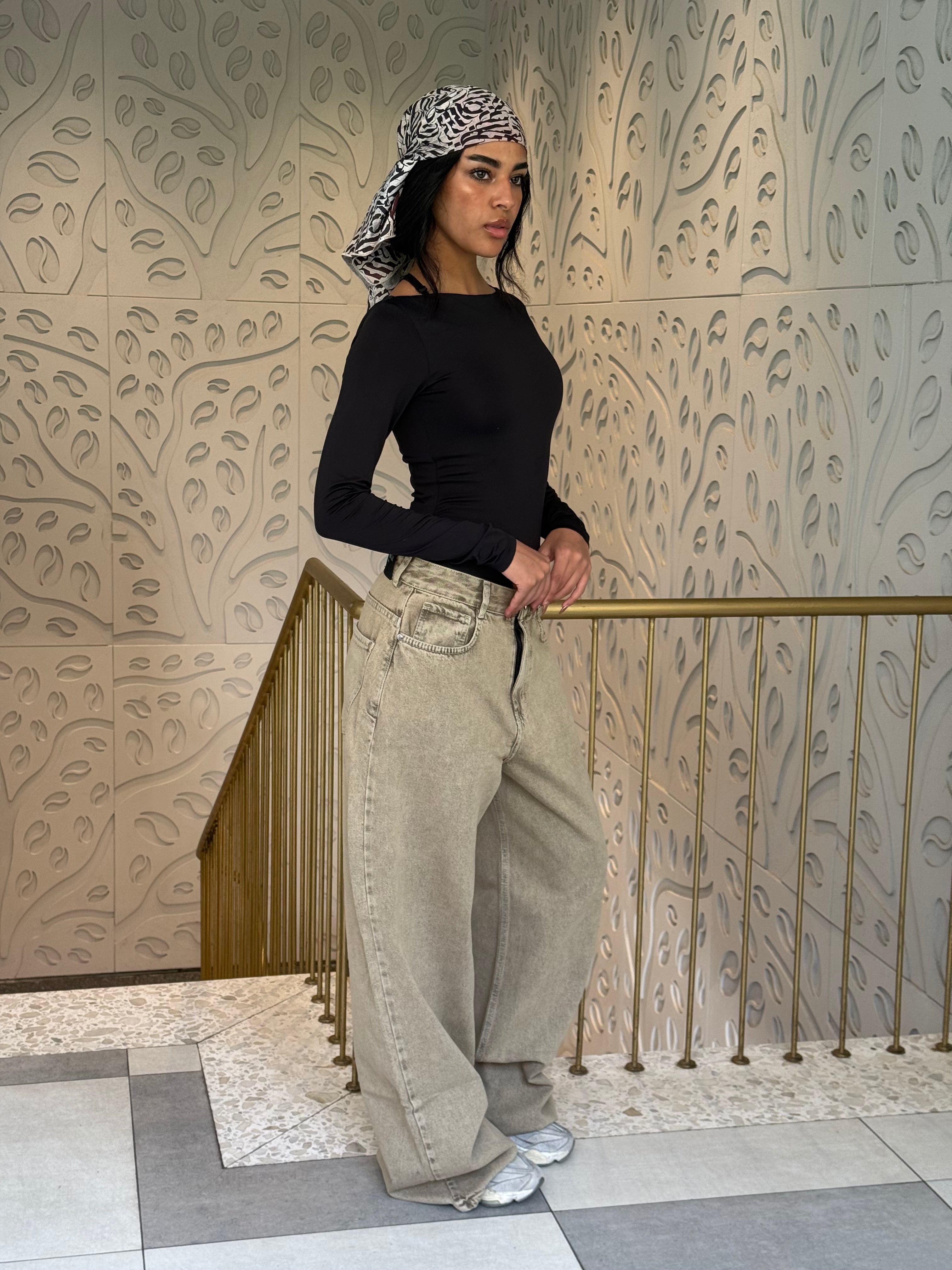 Extra Wide Leg Stone Beige Denim