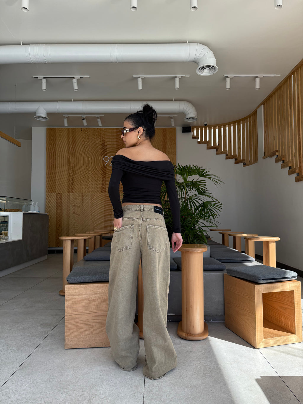 Extra Wide Leg Stone Beige Denim